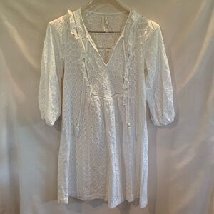 Anthropologie White Eyelet Thames Dress Size 4